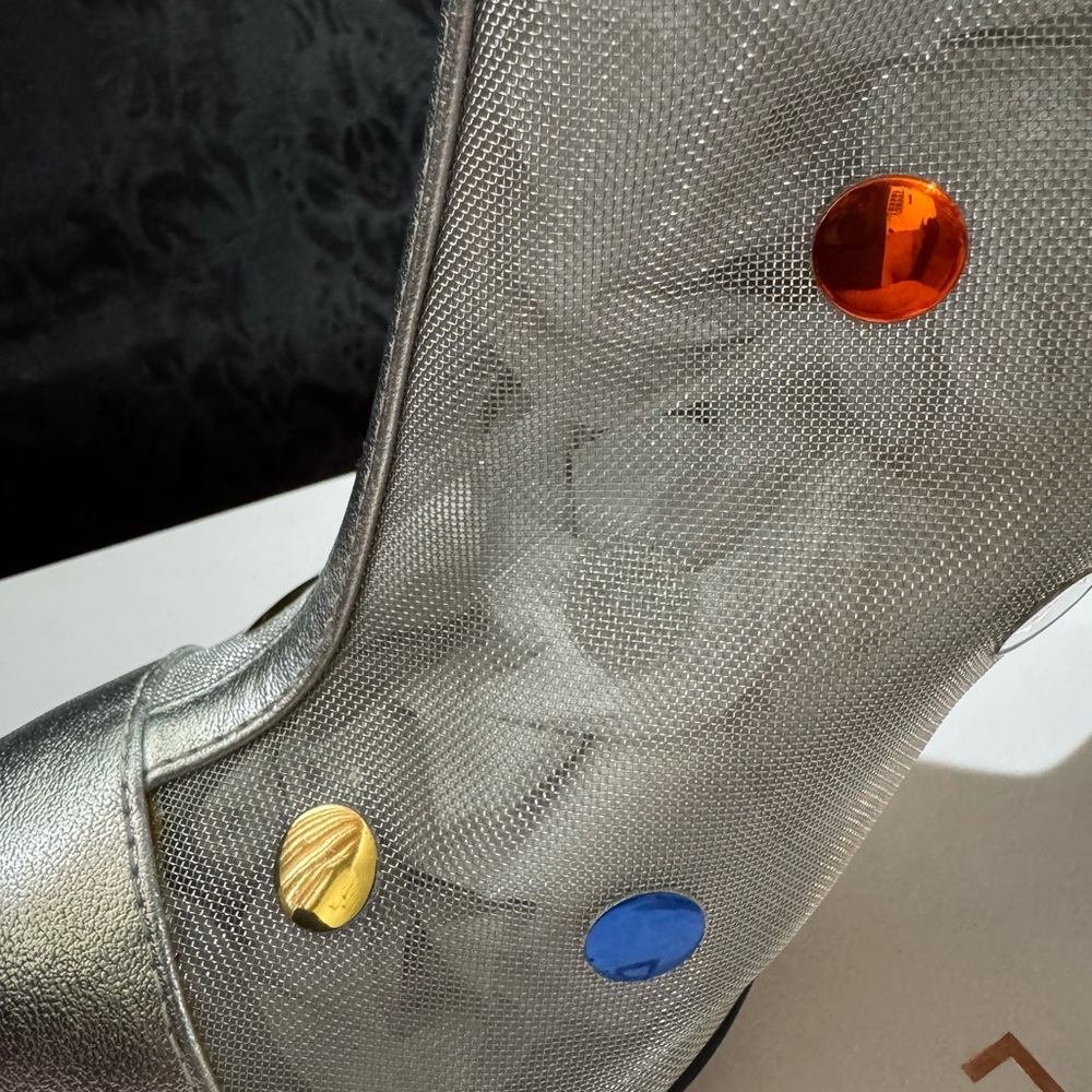 Katy Perry Collections Silver Mesh Heels with Colorful Dots RARE pair - Picture 6 of 8